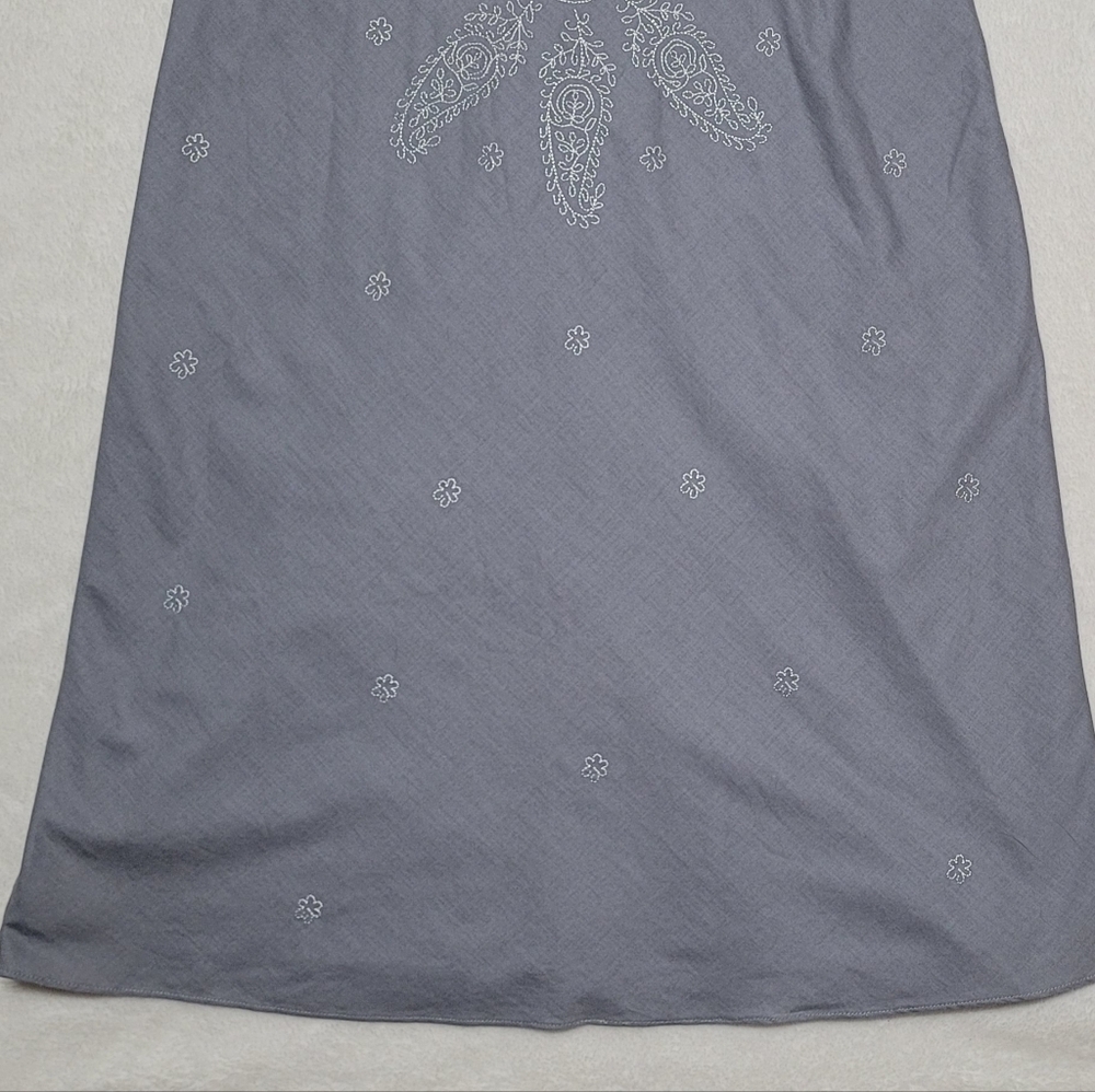 J. Crew Y2K Vintage Gray Cotton White Paisley Floral Sleeveless Mini Dress 6 - Picture 5 of 9